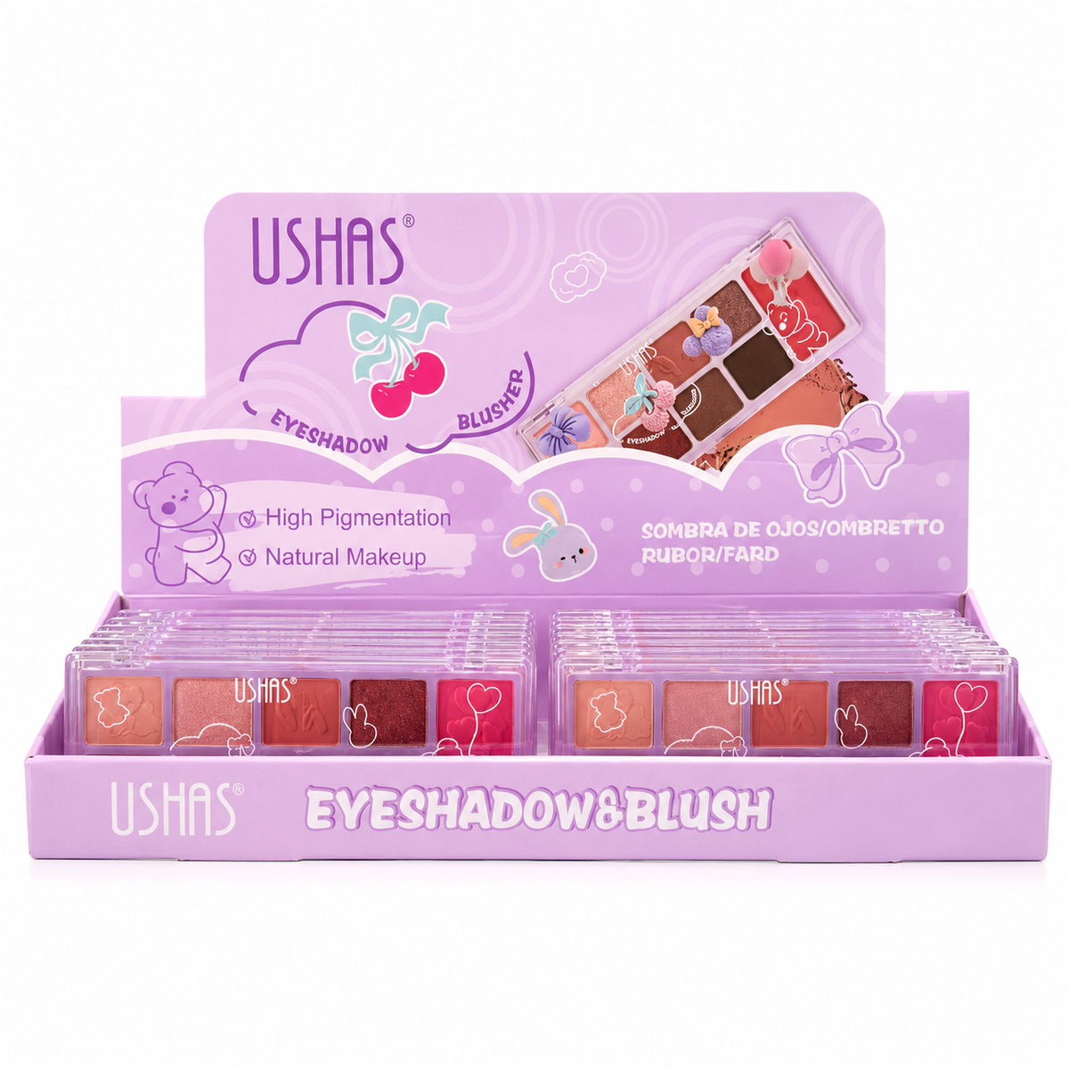 PALETA SOMBRAS PERSONALIZABLES 8 TONOS + RUBOR UES003-4